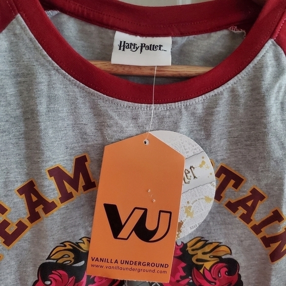 NWT Harry Potter T-Shirt Quidditch Team Captain Grey Raglan Ladies Womens Top - Picture 3 of 6